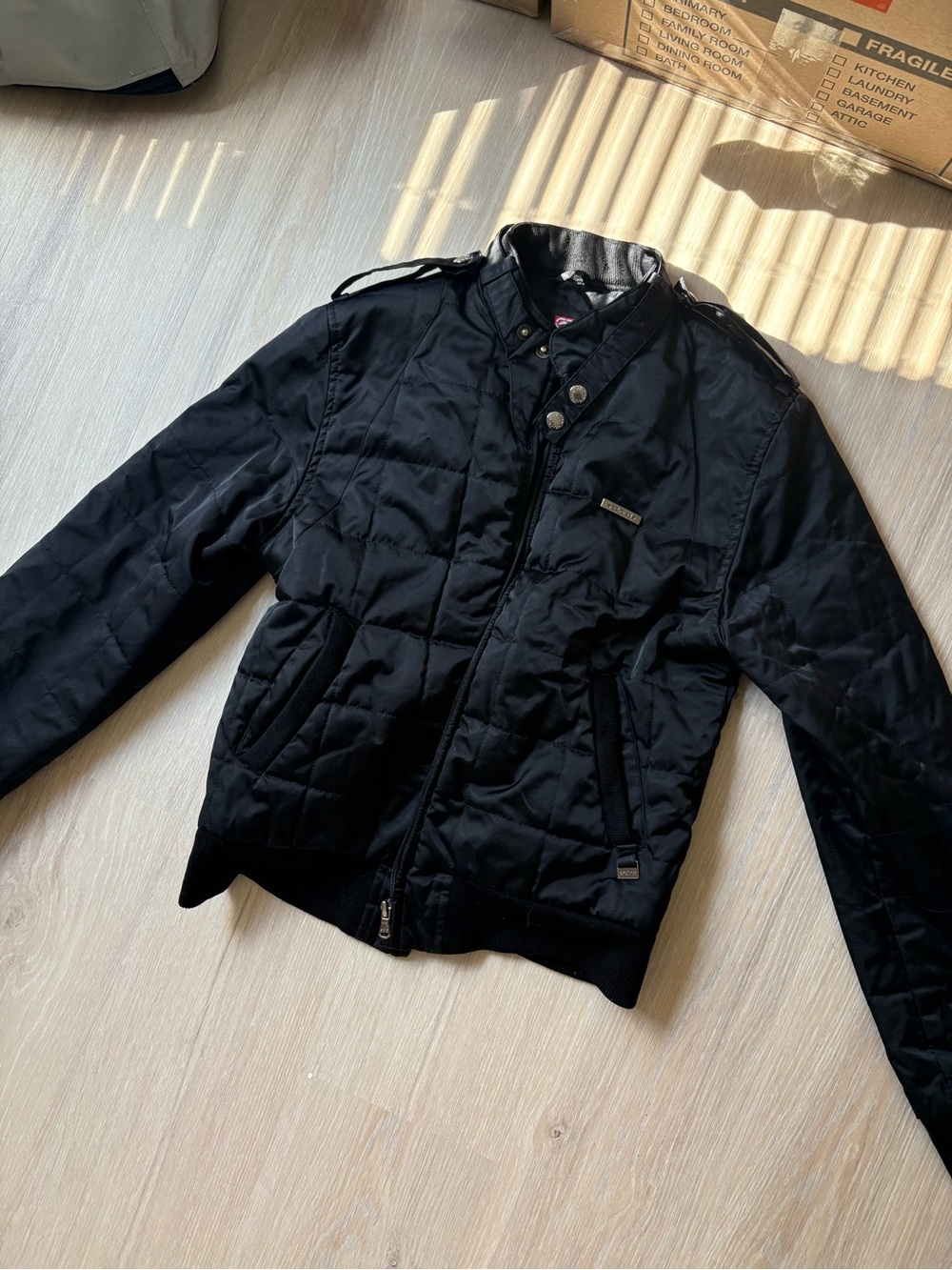 Ecko Unlimited Black Quilted Bomber Jacket